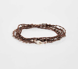 Dainty Boho Crochet Czech Seed Bead Silk Thread Necklace / Wrap Bracelet in Chestnut / GS102-67