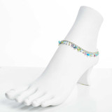 Dainty boho gypsy beach anklet with semi precious stones, Czech seed beads, bugle beads, handmade / ETA B23-M1
