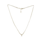 Bohemian Gold Filled Braided Silk Thread Necklace with White Freshwater pearl / KRN G B320-1