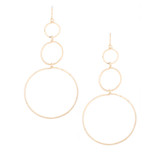 Hammered Geometric Minimalist Triple Hoop Bohemian Gold Plated Earrings / GAE G B577-2