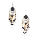 Handmade Beaded Boho Tribal Onyx Bamboo Earrings / HNE B24-4 Handmade Beaded Boho Tribal Onyx Bamboo Earrings / HNE B24-4