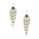 Handmade Beaded Boho Tribal Turquoise Chrysocolla Bamboo Earrings / HNE B12-1