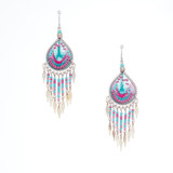 Handmade Boho Beaded  Silk Thread  Bohemian Mermaid Earrings  / MRE B7-9BRZ