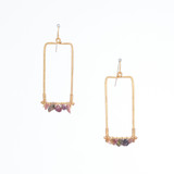 Hammered  Boho, Bohemian, Gold Plated Earrings with Gemtone, Handmade / GAE G B267-S7