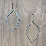 Hammered Geometric Minimalist Silver Lotus Petal Earrings, Handmade / GAE S B59-2