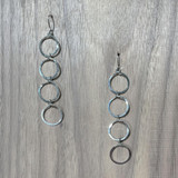 Hammered Geometric Minimalist Silver Round Links Hoop Drop Earrings, Handmade / GAE S B46-1 Hammered Geometric Minimalist Silver Round Links Hoop Drop Earrings, Handmade / GAE S B46-1