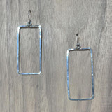 Hammered Geometric Minimalist Silver Rectangular Earrings, Handmade / GAE S B14-2 Hammered Geometric Minimalist Silver Rectangular Earrings, Handmade / GAE S B14-2