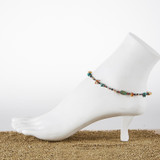 Dainty boho gypsy beach anklet with Czech seed beads, bugle beads, handmade / HCA B6-1