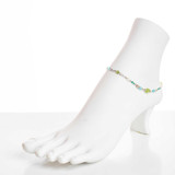 Dainty boho gypsy beach anklet with semi precious stones, Czech seed beads, bugle beads, handmade / ETA B28-M18