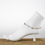 Dainty boho gypsy beach anklet with Czech seed beads, bugle beads, handmade / HCA B1-5