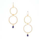 Hammered, Bohemian, Gold-plated, Beaded, Wire Wrapped Gypsy Boho Earrings, Handmade / GAE G B98-8
