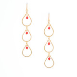 Hammered, Bohemian, Gold-plated, Beaded, Wire Wrapped Gypsy Boho Earrings, Handmade / GAE G B700-121