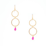 Hammered, Bohemian, Gold-plated, Beaded, Wire Wrapped Gypsy Boho Earrings, Handmade / GAE G B97-84
