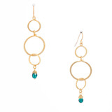 Hammered, Bohemian, Gold-plated, Beaded, Wire Wrapped Gypsy Boho Earrings, Handmade / GAE G B729-25