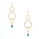 Hammered, Bohemian, Gold-plated, Beaded, Wire Wrapped Gypsy Boho Earrings, Handmade / GAE G B729-25