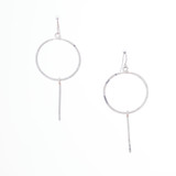 Hammered  Boho, Bohemian, Geometric Minimalist Silver Rectangle Seed Bead Bohemian Earrings / GAE S B11-2