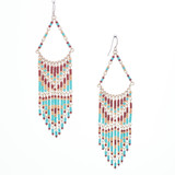 Handmade Southwest boho beaded earrings, Czech glass bead festival tribal bohemian beaded earrings / KPE B3-4