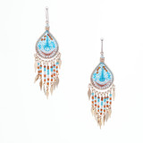 Handmade Boho Beaded  Silk Thread  Bohemian Mermaid Earrings  / MRE B7-4TRQ