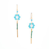 Hawaiian Flower Colorful Crystal Wire-wrapped Gold-Plated Earrings / HFE G B34-M1