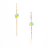 Hawaiian Flower Colorful Crystal Wire-wrapped Gold-Plated Earrings / HFE G B33-M1