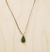 Bohemian Braided Crochet Cord Necklace with Chrysocolla Turquoise Gemstone / KRN G B14-9