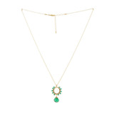 Gold-filled Chain Necklace with Green Onyx Teardrop Gemstone Hoop Pendant / BNN G B74-24