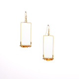 Hammered Gold-Plated Bohemian Beaded Wire Wrapped Rectangle Earrings / GAE G B267-S11