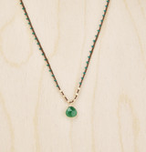 Briolette Pendant Necklace with Green Onyx Gemstone / KRN G B206-24