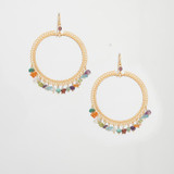 Bohemian Gold Hoop Beaded Wire Wrapped Chandelier Earrings / CLE G B242-SM14