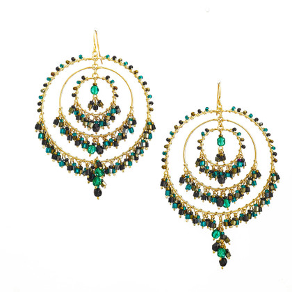 Handmade Bohemian Beaded Gold Plated Chandelier Earrings / CAE G B40-M29 Handmade Bohemian Beaded Gold Plated Chandelier Earrings / CAE G B40-M29