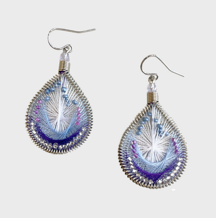 Handmade Boho Beaded  Silk Thread  Bohemian Mermaid Earrings  / MRE B2-1AMY