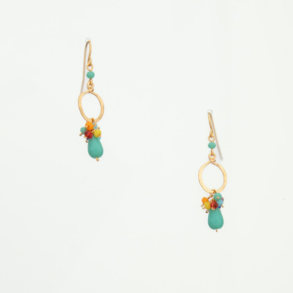 Hammered  Boho, Bohemian,  Gold, Beaded, Wire Wrapped Gypsy Boho Earrings, Handmade / GAE G B406-M23