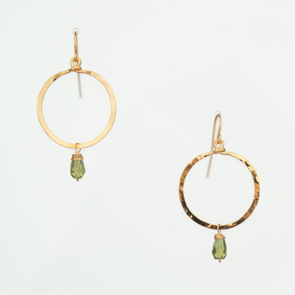 Hammered, Bohemian, Gold-plated, Wire Wrapped Gypsy Boho Earrings, Handmade / GAE G B101-76