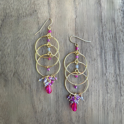 Gold-Plated Cluster Hoop Earrings / DTE G B33-DM1