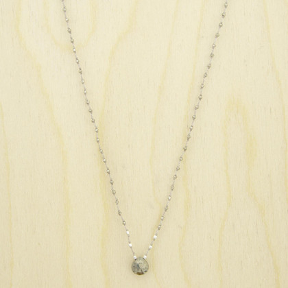 Bohemian Braided Silk Thread Necklace with Pyrite / KRN S B87-6 Bohemian Braided Silk Thread Necklace with Pyrite / KRN S B87-6