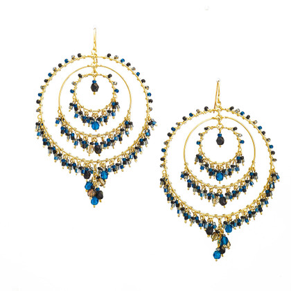 Handmade Bohemian Beaded Gold Plated Chandelier Earrings /CAE G B40-M33