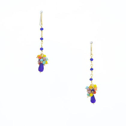 Gold Plated, Multi-Color Delicate Drop Earrings / DTE G B11-DM4