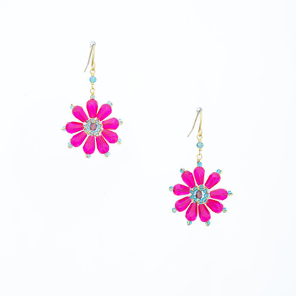 Hawaiian Flower Colorful Crystal Wire-wrapped Gold-Plated Earrings / HFE G B15-M4 Hawaiian Flower Colorful Crystal Wire-wrapped Gold-Plated Earrings / HFE G B15-M4