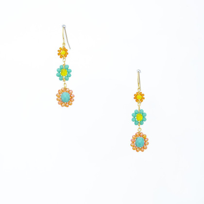 Hawaiian Flower Colorful Crystal Wire-wrapped Gold-Plated Earrings / HFE G B54-M4 Hawaiian Flower Colorful Crystal Wire-wrapped Gold-Plated Earrings / HFE G B54-M4