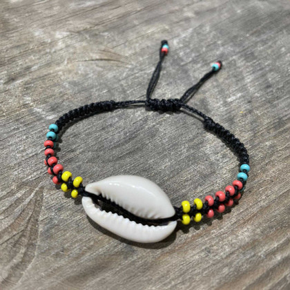 Macrame Cowrie Shell Bracelet, Handcrafted/ PSB B9-M2