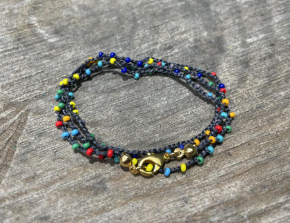Handmade Braided Crochet Mixed Seed Bead Silk Thread Necklace / Wrap Bracelet / GG151-39
