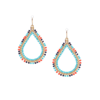 Handmade, Beaded Gold Teardrop Bohemian Earrings / RQE G B59-D134 Handmade, Beaded Gold Teardrop Bohemian Earrings / RQE G B59-D134