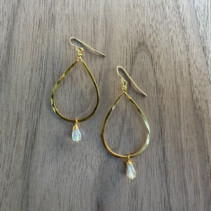 14k Gold Dipped Crystal Teardrop Earrings / GAE G B133-20