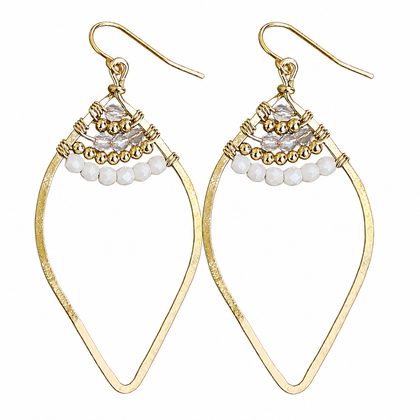 Hammered Gold-Plated Crystal Beaded Earrings