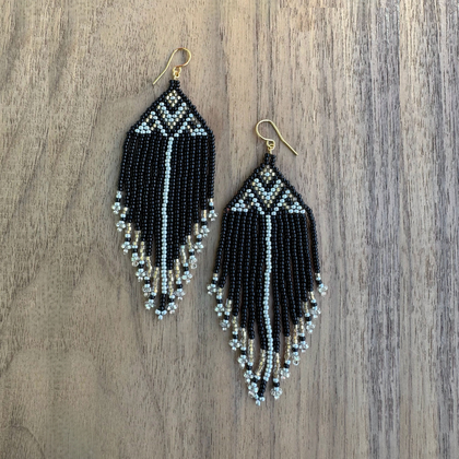 Beaded Fringe Earrings / KPE B265-M84