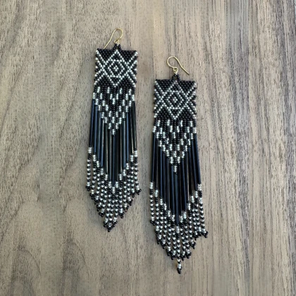 Beaded Fringe Earrings / KPE B273-79A