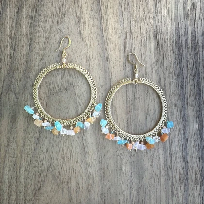 Beaded Wire Hoop Earrings / CLE G B242-SM19