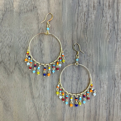 Gold-Plated Crystal Hoop Earrings / DTE G B26-DM1