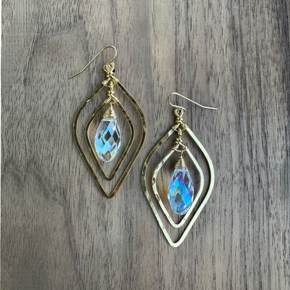 Gold-Plated Crystal Earrings / GAE G B252-120