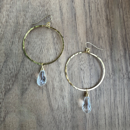 Gold-Plated Crystal Hoop Earrings / GAE G B285-120